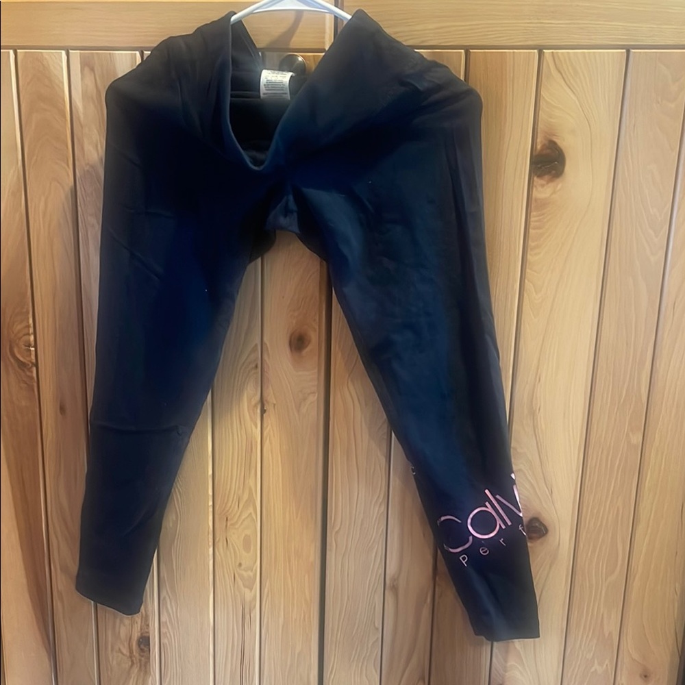 Calvin Klein Black Leggings with Pink Logo